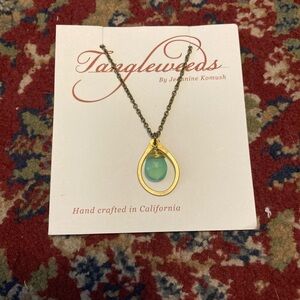 Gold and Green Pendant Necklace